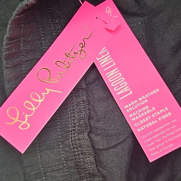 Lilly Pulitzer Black Deri Linen Palazzo Wide-Leg Pants NWT - Picture 8 of 10